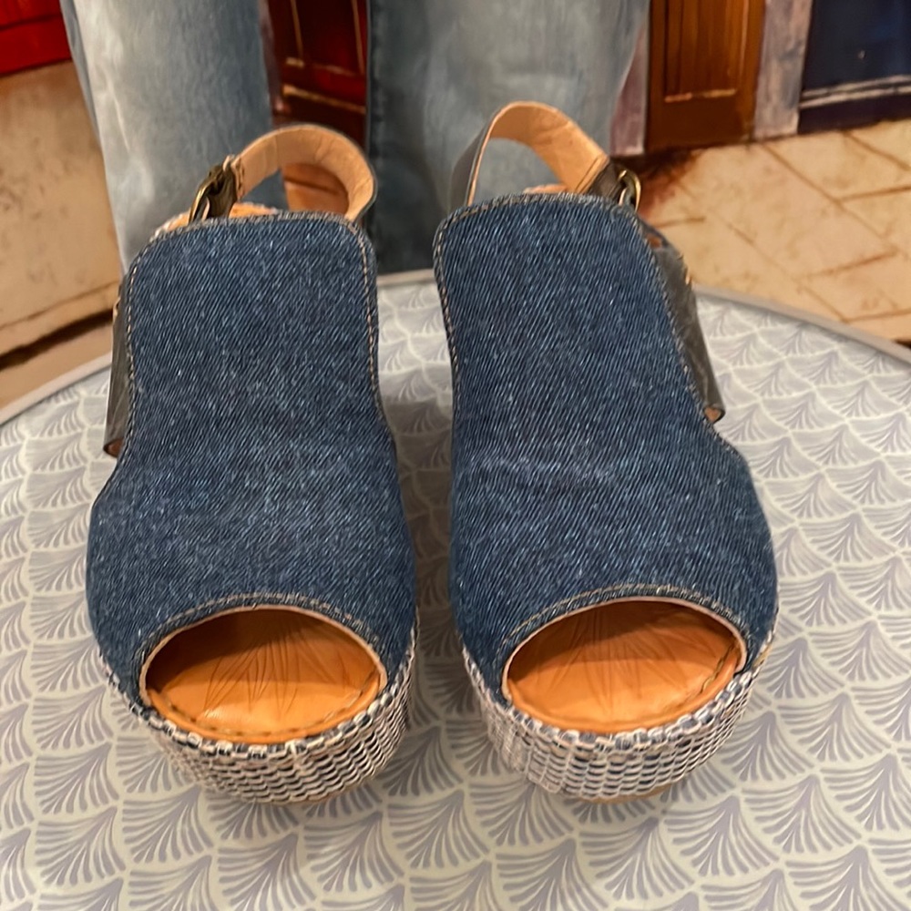 Born Aubyrn Denim Textile Sandal, Size 7 M